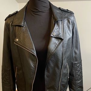 Faux leather motorcycle jacket